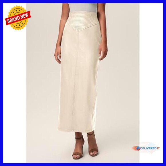 Faux Leather Maxi Skirt High Waist Pencil Slit Work Casual - Picture 4 of 8